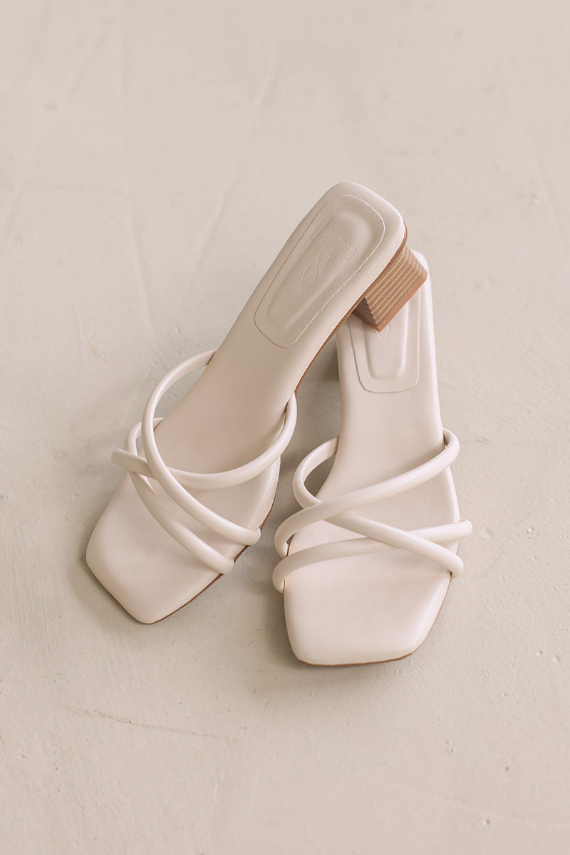 Tayra Strappy Cloud Block Heels in Cream