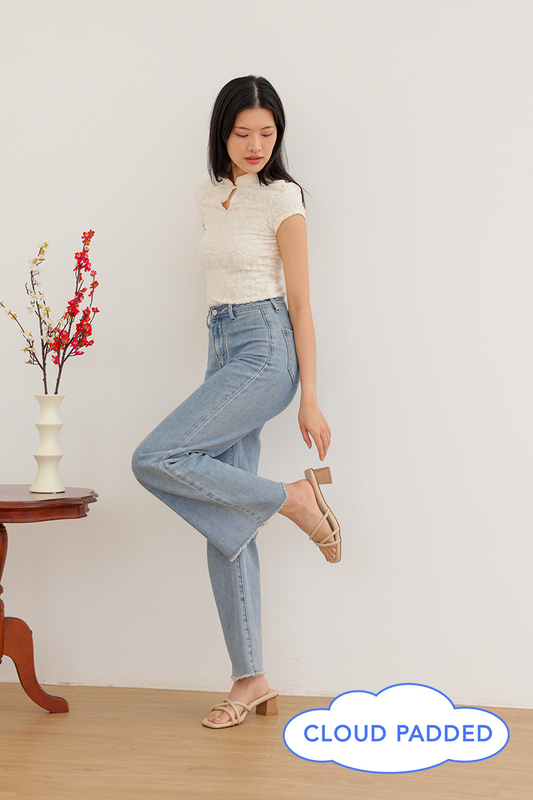 Tayra Strappy Cloud Block Heels in Nude