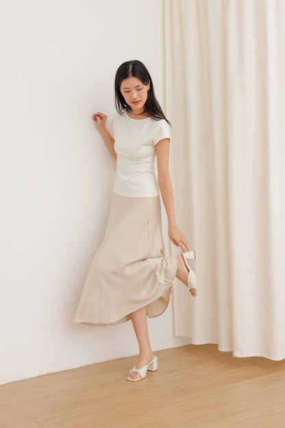 Tove Charmé Block Heels in Cream Waterproof Satin