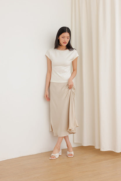 Tove Charmé Block Heels in Cream Waterproof Satin