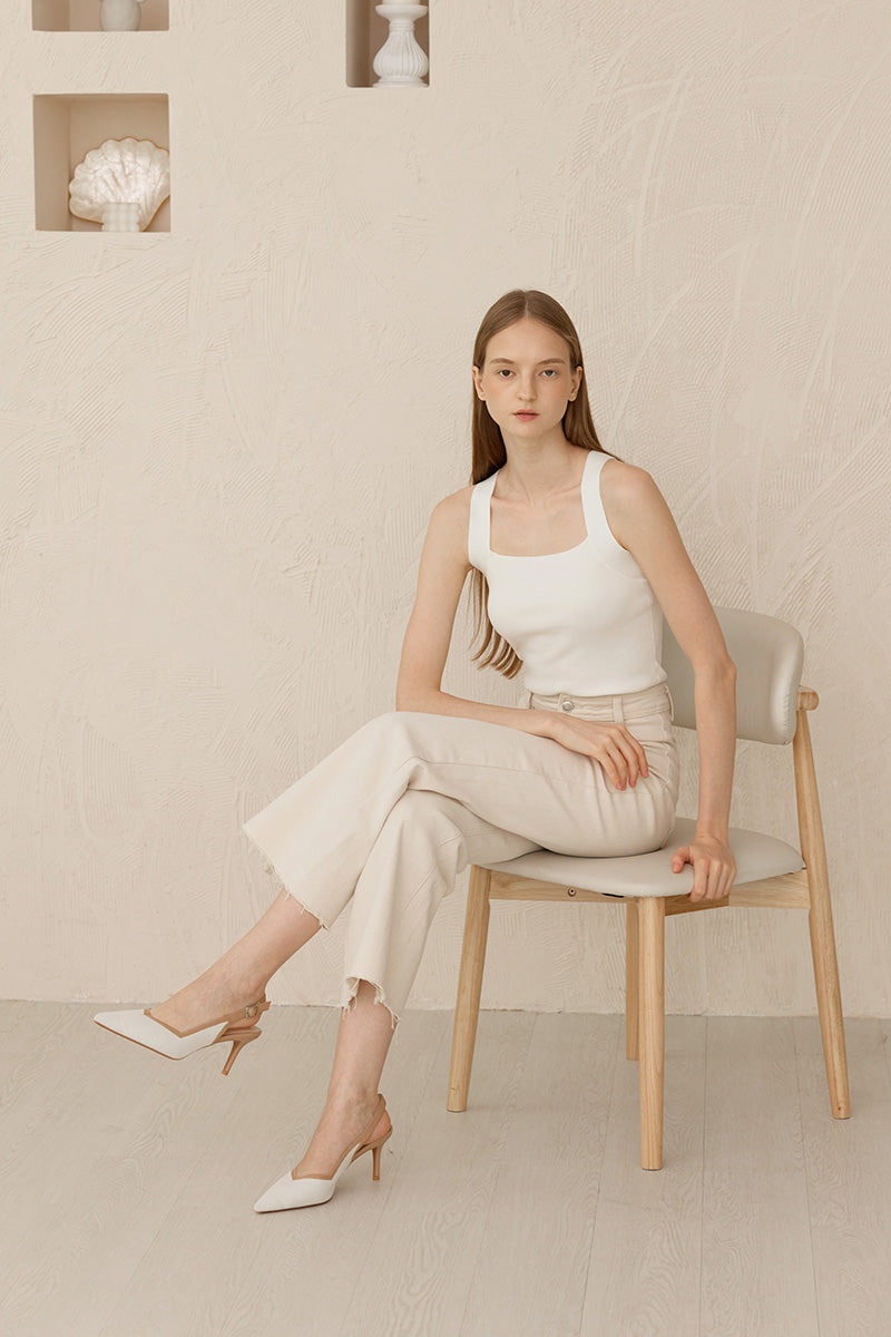 Valentina Flyknit Slingback Heels in Cream Nude Contrast