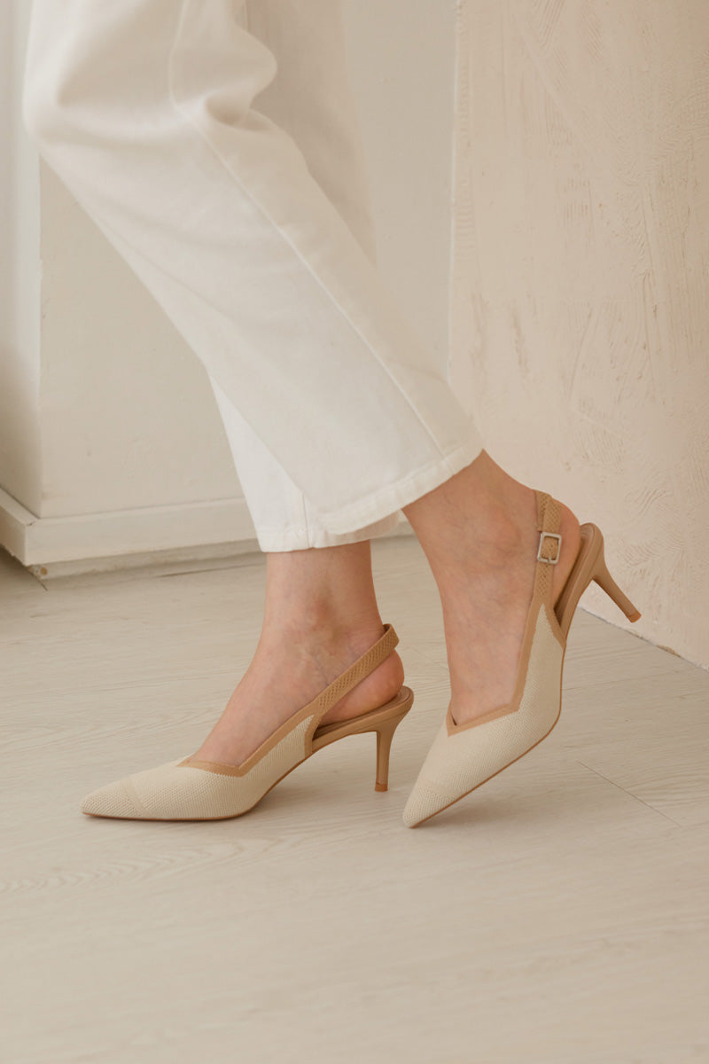 Valentina Flyknit Slingback Heels in Nude Duo Tone