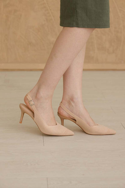 Valeria Flyknit Slingback Heels in Nude