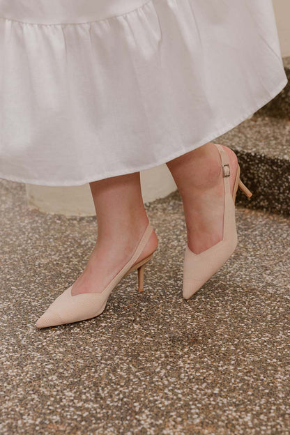 Valeria Flyknit Slingback Heels in Nude