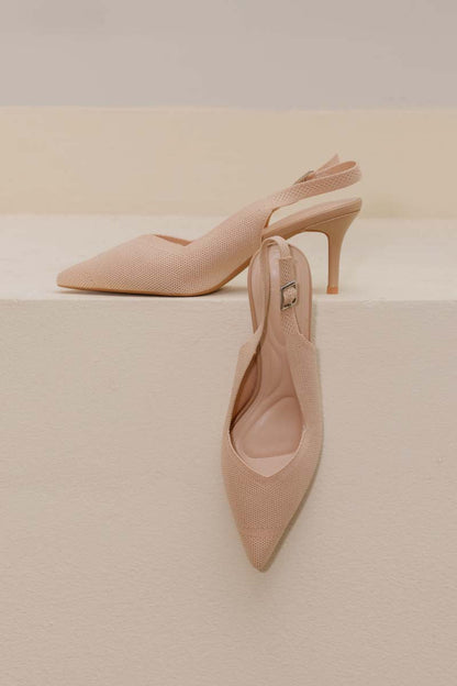 Valeria Flyknit Slingback Heels in Nude
