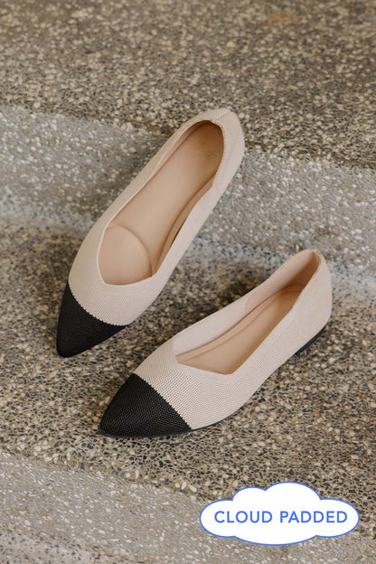 Vara Contrast Knit Flats in Black