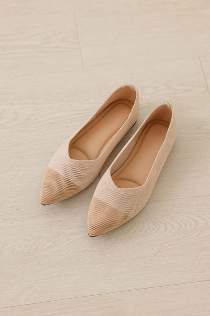 Vara Contrast Knit Flats in Nude