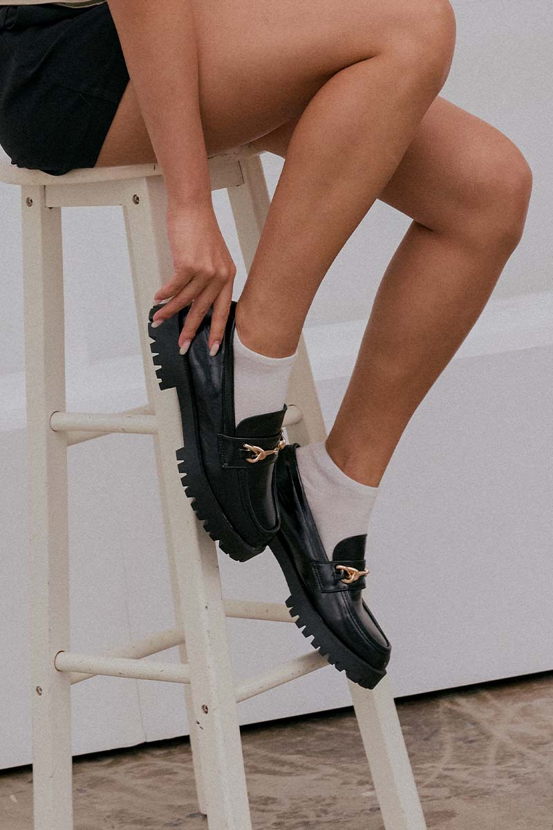 Vicky Platform Loafers in Black Patent