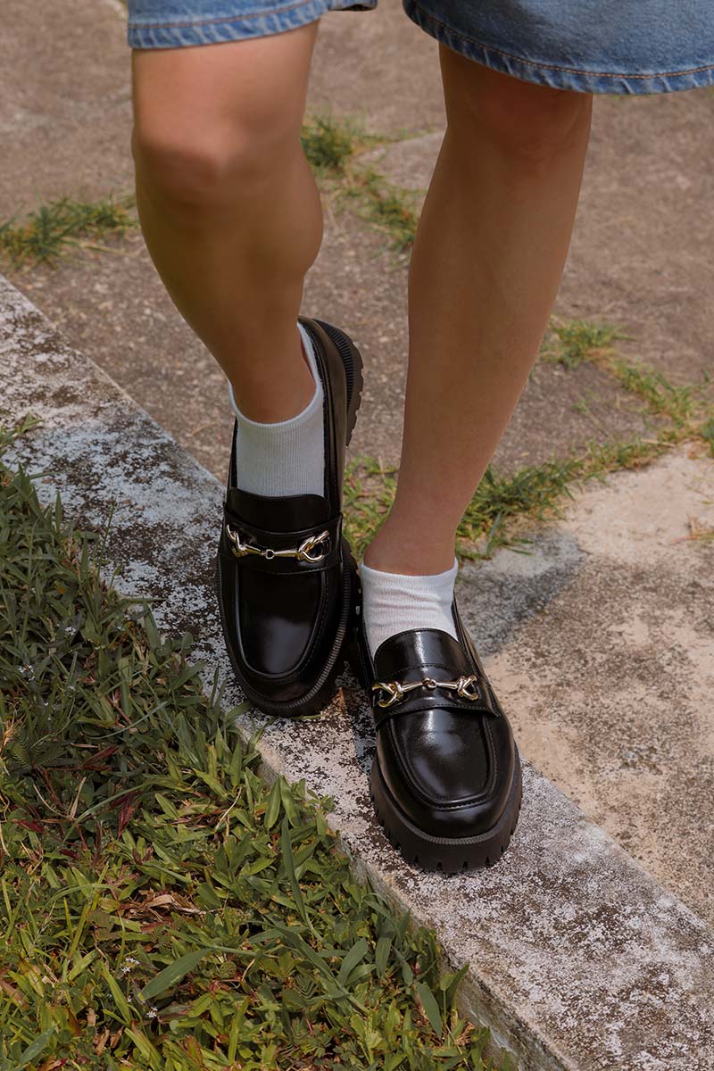 Vicky Platform Loafers in Black Patent