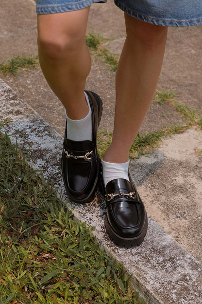 Vicky Platform Loafers in Black Patent