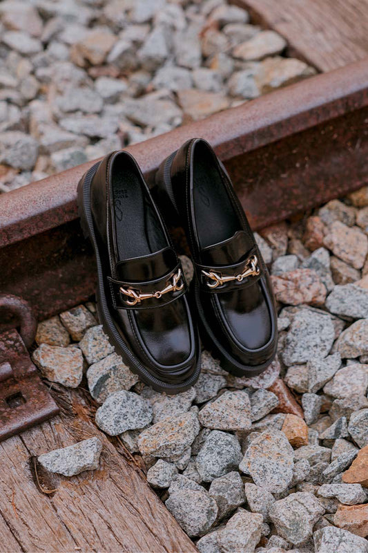 Vicky Platform Loafers in Black Patent