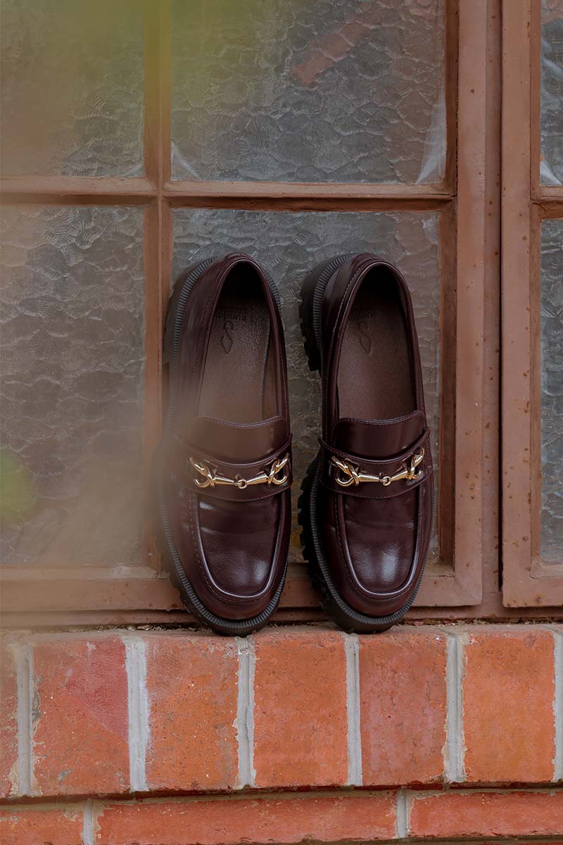 Vicky Platform Loafers in Burgundy Patent