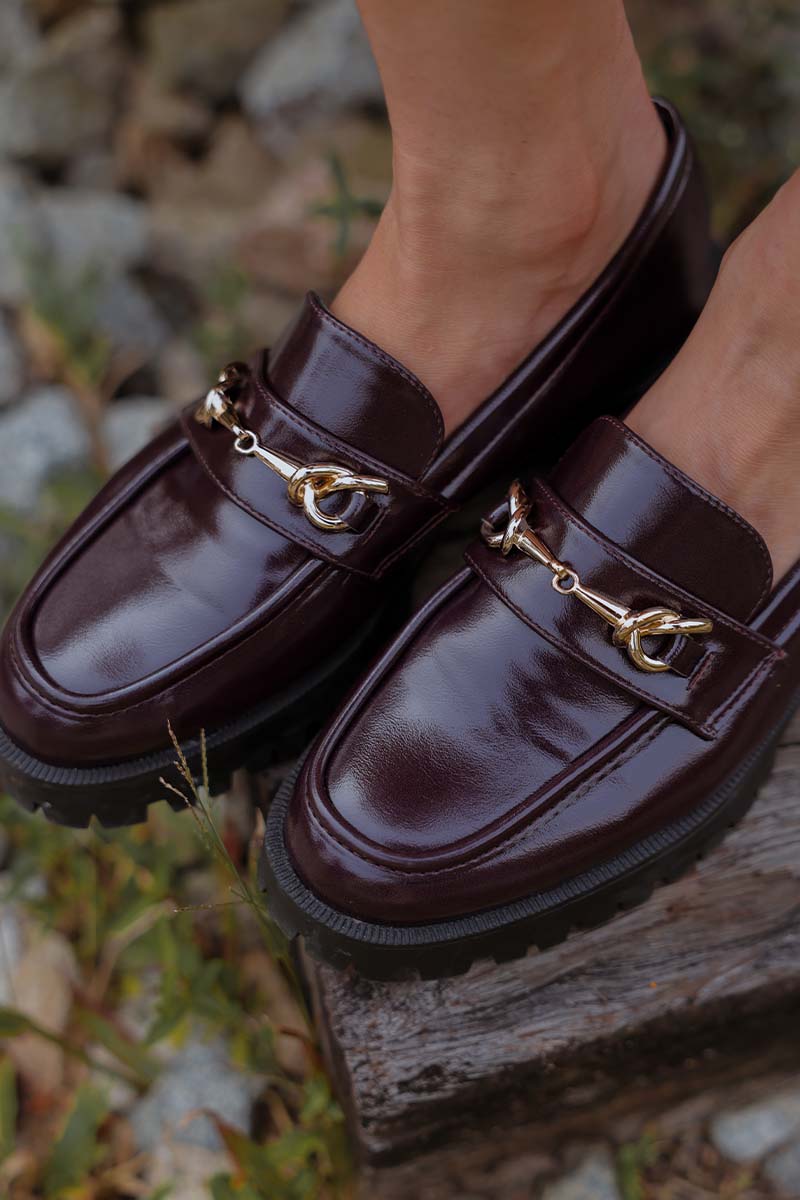 Vicky Platform Loafers in Burgundy Patent