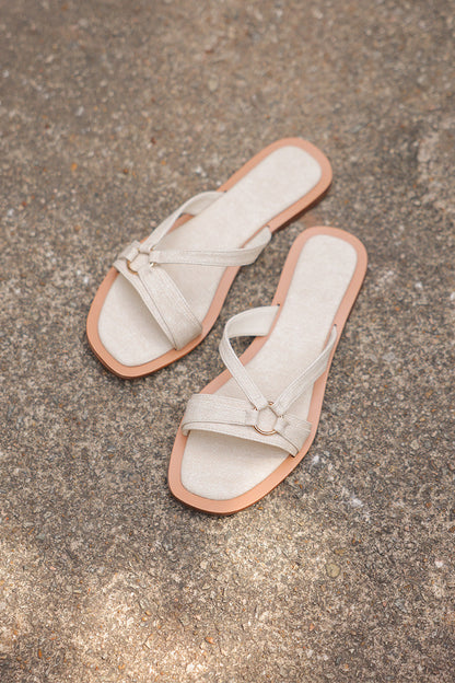Violetta Sliders in Waterproof Linen
