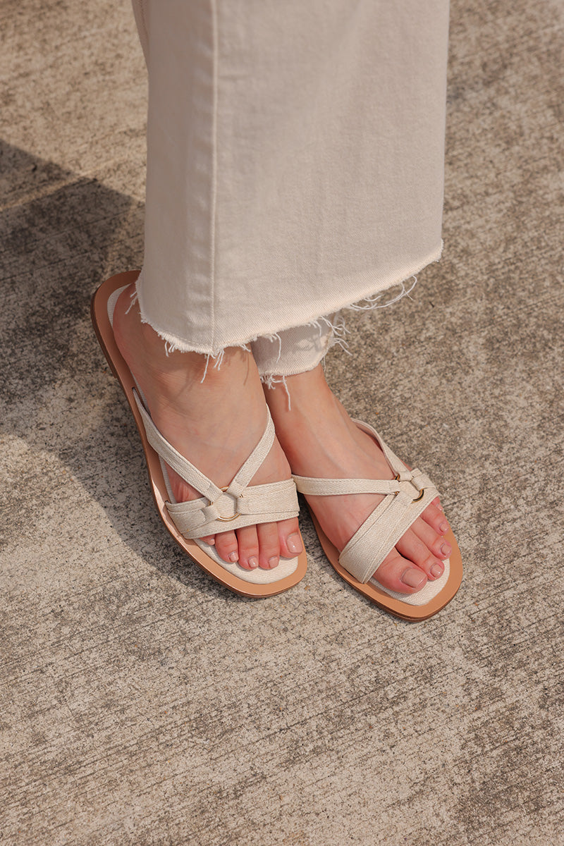Violetta Sliders in Waterproof Linen