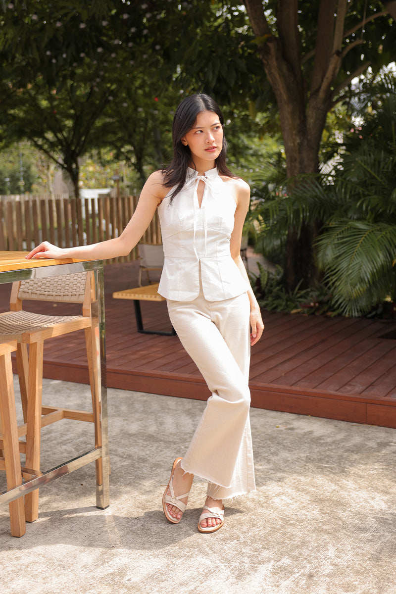 Violetta Sliders in Waterproof Linen