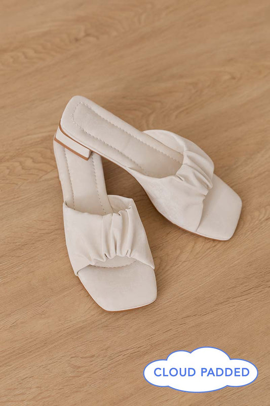 Willette Cloud Heels in Pearl Waterproof Satin