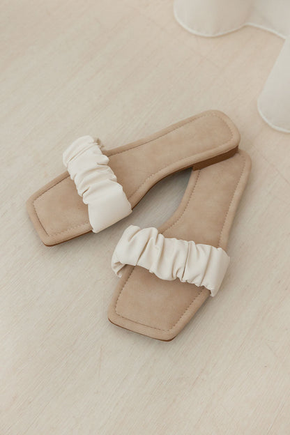 Winslet Ruching Sliders in Stone