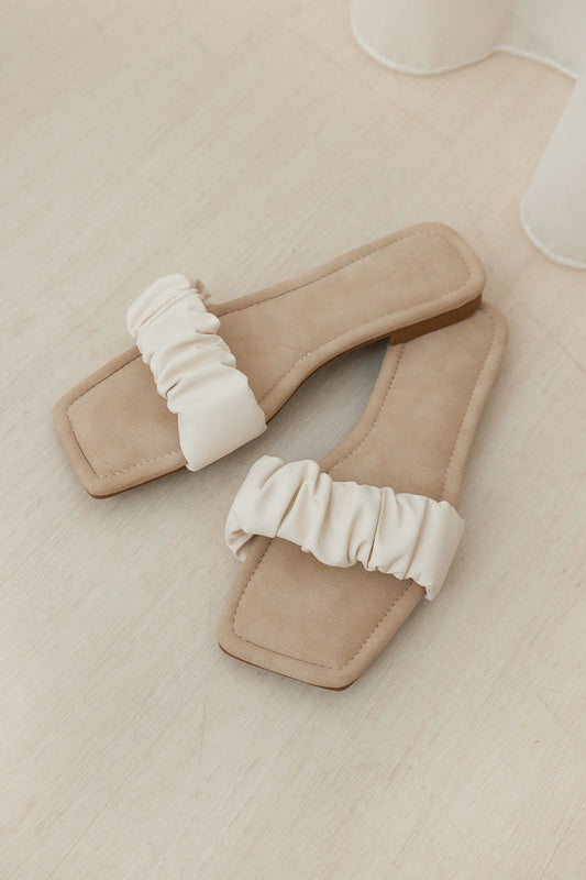 Winslet Ruching Sliders in Stone