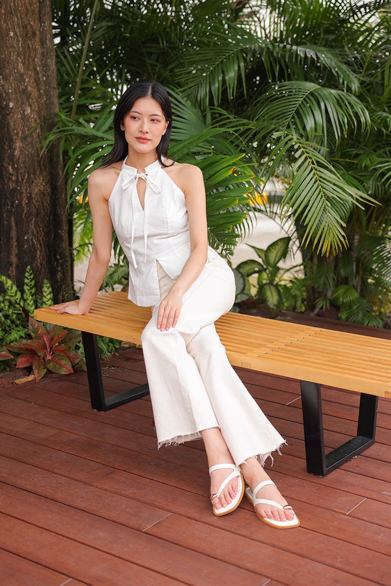 Zayra Asymmetrical Sliders in Cream