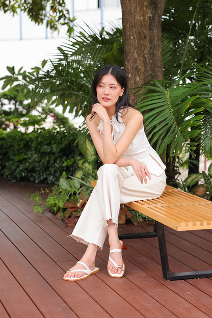 Zayra Asymmetrical Sliders in Cream