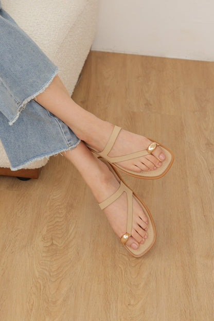 Zayra Asymmetrical Sliders in Nude