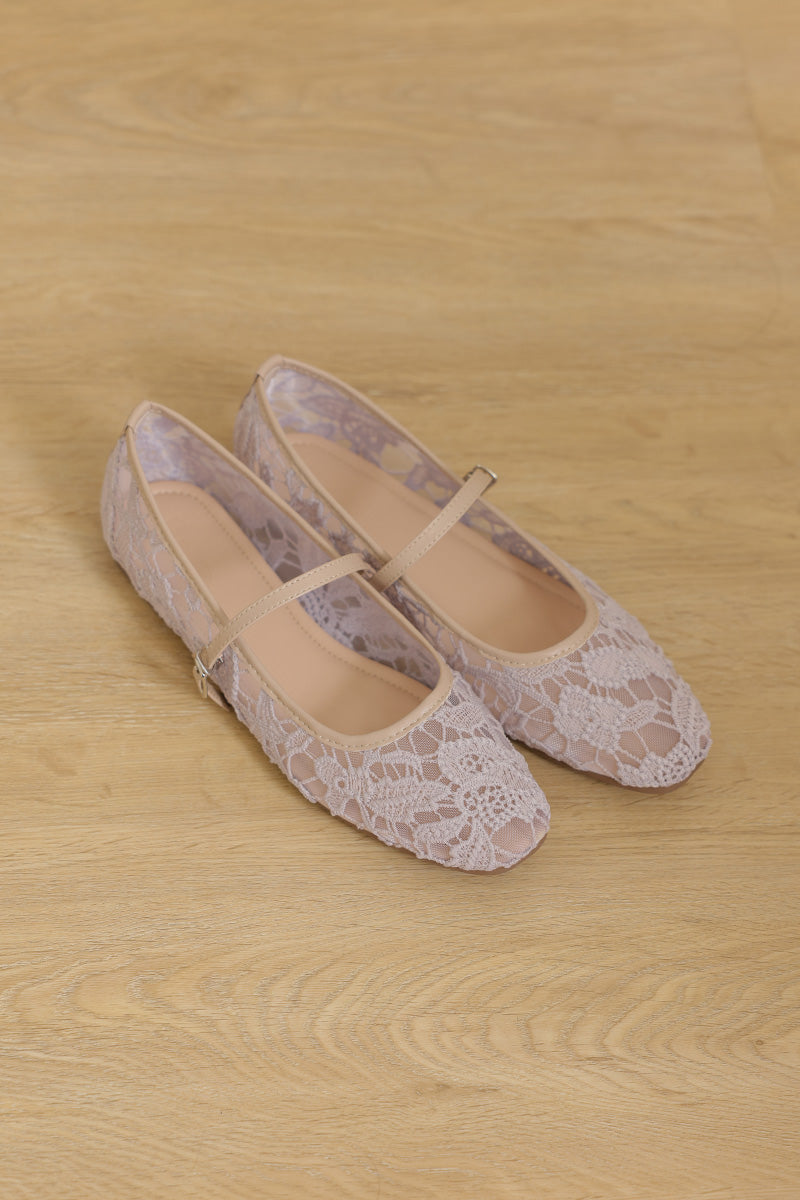 [PRE-ORDER] Zelya Maryjane Flats in Taupe